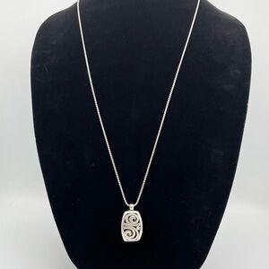 Brighton Silver Swirl Badge Holder Necklace – Elegant Work & Everyday Style